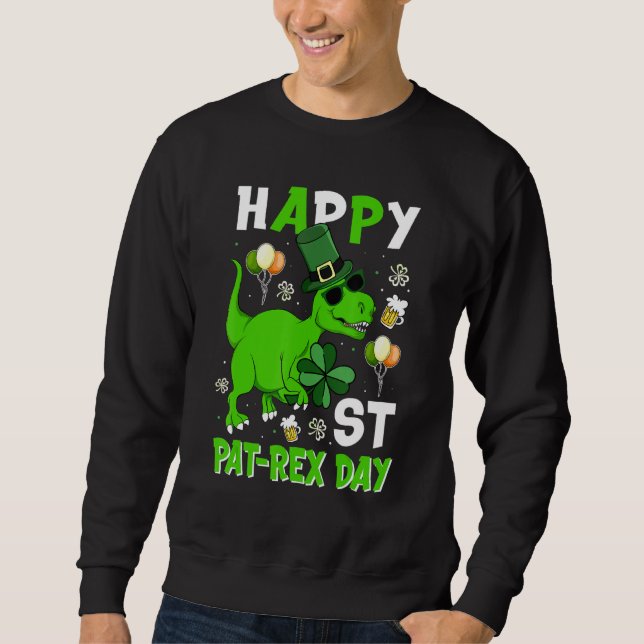 Moletom Feliz Rua no Rex Day Leprechaun Dinosaur Irish Pat (Frente)