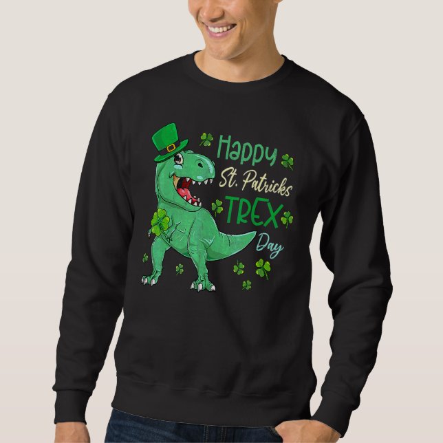 Moletom Feliz Rua no T Rex Saint Patrick Dinosaur Bo (Frente)