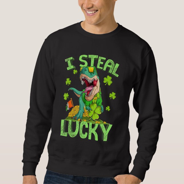 Moletom Feliz Rua no T Rex Saint Patrick Dinosaur Bo (Frente)
