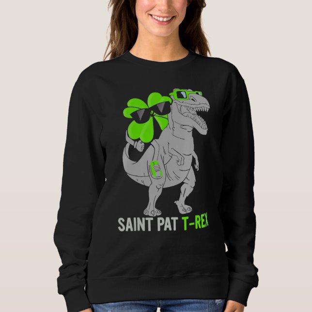 Moletom Feliz Rua no T Rex Saint Patrick Dinosaur Bo (Frente)