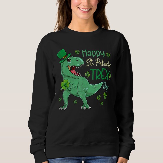 Moletom Feliz Rua no T Rex Saint Patrick Dinosaur Bo (Frente)