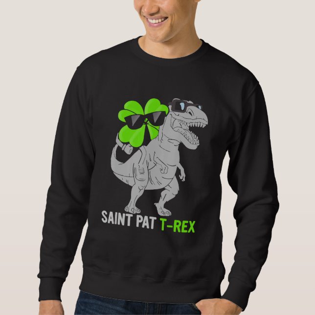 Moletom Feliz Rua no T Rex Saint Patrick Dinosaur Bo (Frente)