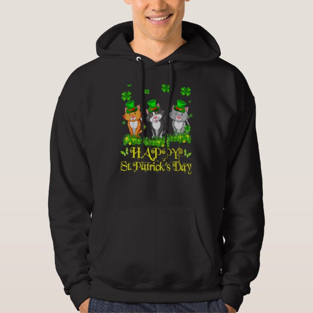 Moletom Feliz Rua Patrick S Day Three Cute Cats Engraçado  (Frente)
