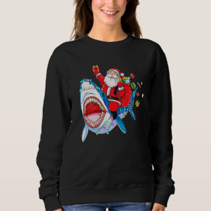 Moletom Feliz Sharkmas Papais noeis Andando no Natal do Tu