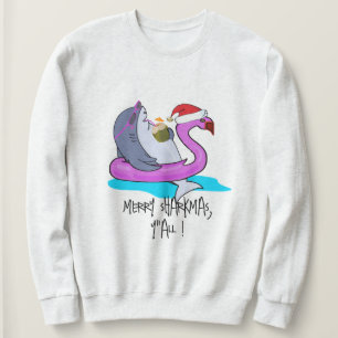 Moletom Feliz Sharkmas Y'all Shark dá um doce engraçado