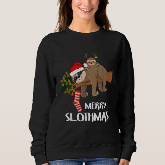 Moletom Feliz Sloth Santa Hat Fala Natal