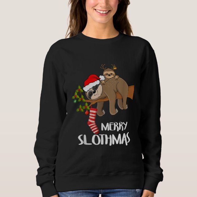Moletom Feliz Sloth Santa Hat Fala Natal (Frente)