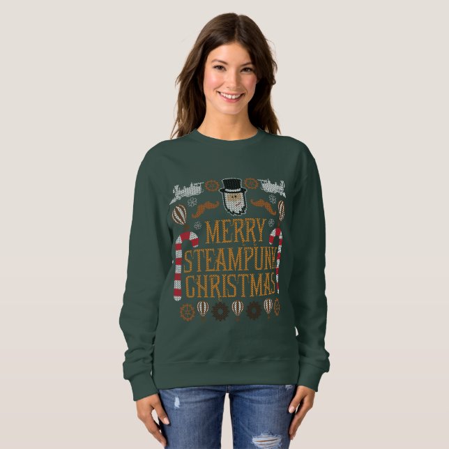 Moletom Feliz Steampunk Christmas Ugly Sweater (Frente Completa)