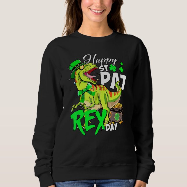 Moletom Feliz T Rex Saint Patrick S Day Dinossaur Meninos (Frente)