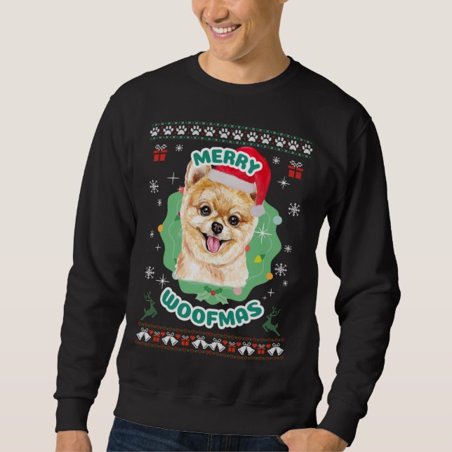 Moletom Feliz Woofmas Pomeraniano (Frente)