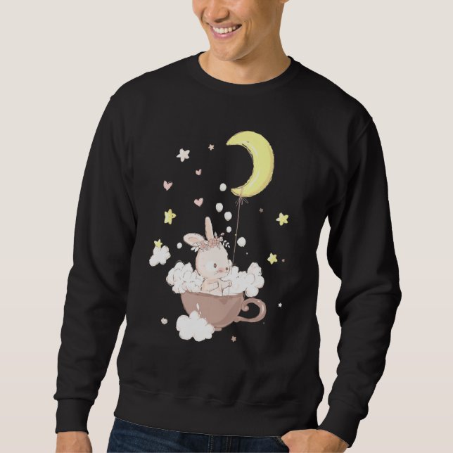 Moletom Felz pascoa Dia, Lua Bonita E Costume De Nuvens (Frente)