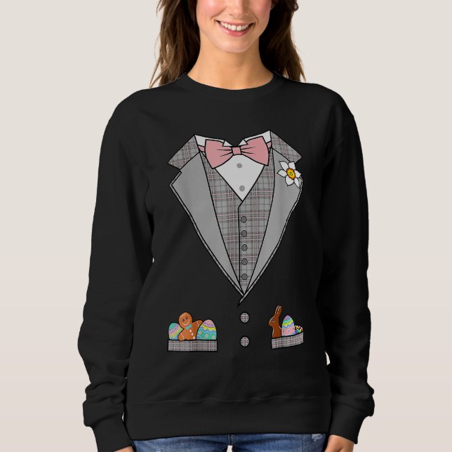 Moletom Felz pascoa do Arco do Ovo de Páscoa Tuxedo Rosa (Frente)
