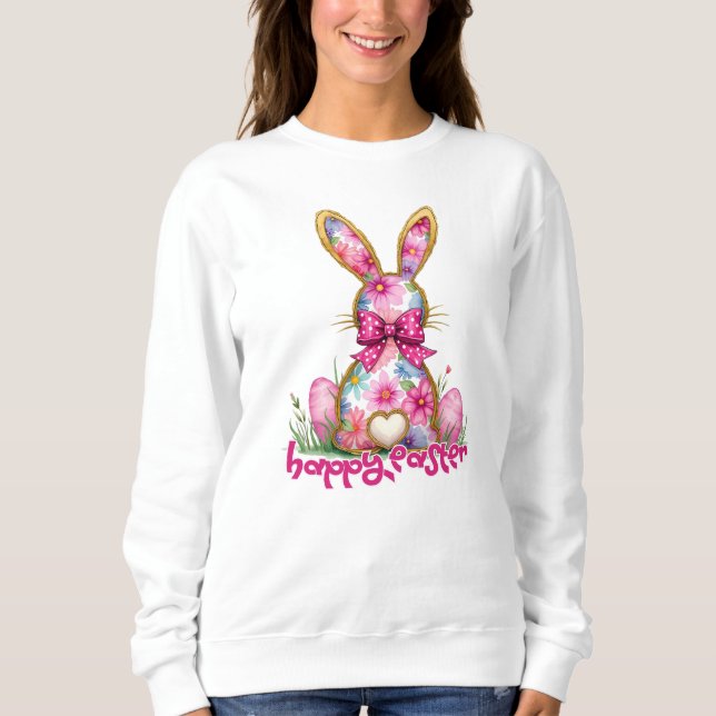 Moletom Felz pascoa Floral Bunny Floral Bunny (Frente)