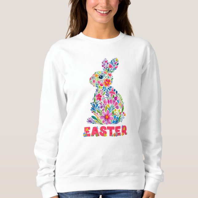 Moletom Felz pascoa Floral Bunny Floral Bunny (Frente)