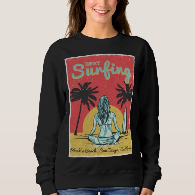 Moletom Female Surfer Black s Beach San Diego California (Frente)