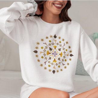 Moletom Feminino Mandela Flor Pressionada Da Arte Original