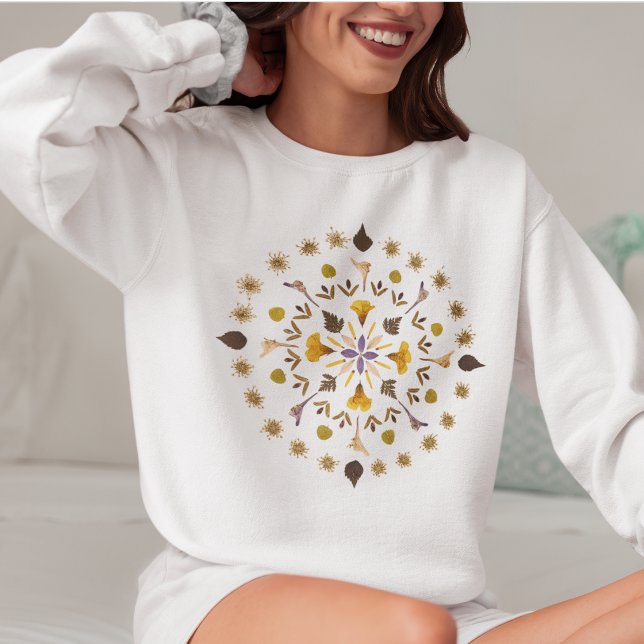 Moletom Feminino Mandela Flor Pressionada Da Arte Original (Criador carregado)