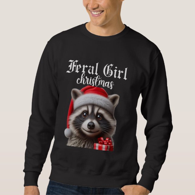 Moletom Feral Girl Christmas Raccoon (Frente)