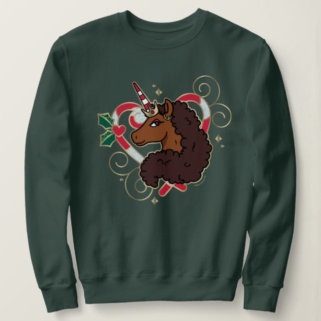 Moletom Feriado Cardíaco do Carneiro Afro Unicorn Candy (Frente do Design)