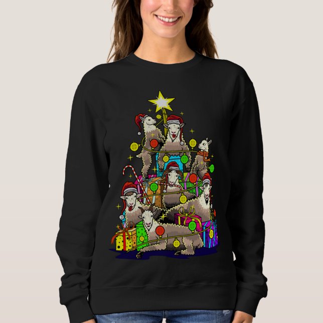 Moletom Feriado de Fazenda de Goats de Árvore de Natal (Frente)