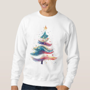 Moletom Feriado de Onda de Abstrato de Árvore de Natal Flu