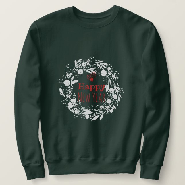 Moletom Feriado do Feliz ano novo Shabby Winter Wreath (Frente do Design)