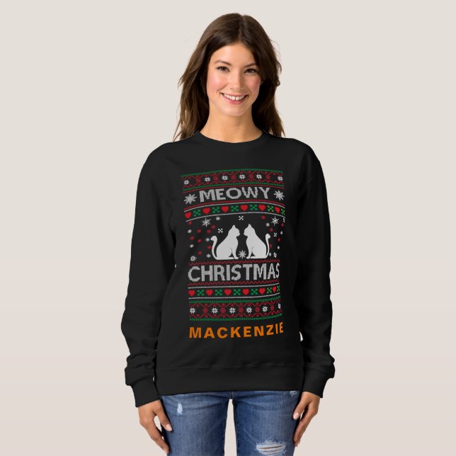 Moletom Feriados Meow-tastic: Natal Personalizado Feio (Frente Completa)