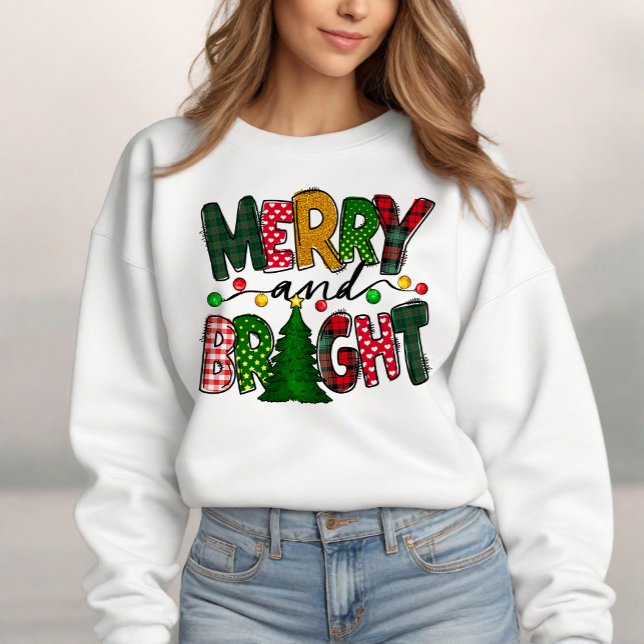 Moletom Férias de Natal feliz e Brilhante (Brighten your festivities with this cheerful Christmas sweatshirt, spreading joy wherever you go!)