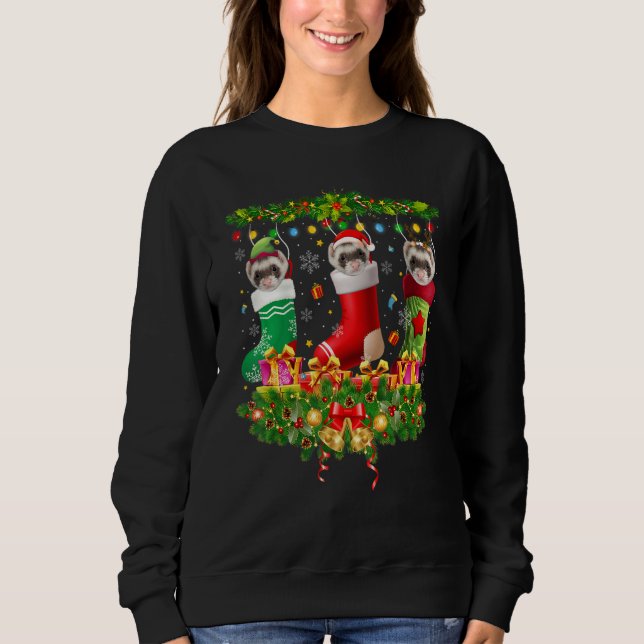 Moletom Ferret Meias de Natal X Mas Luzes Pajama Matchin (Frente)