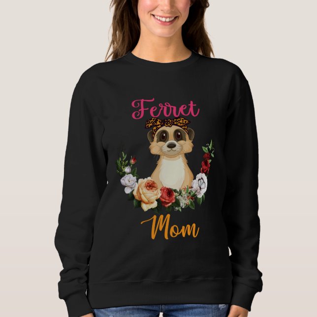Moletom Ferret Mom Floral Ferret Bow Tie  Mother s Day (Frente)