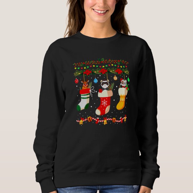 Moletom Ferret Xmas Meias Ferret Natal Família Pajama (Frente)