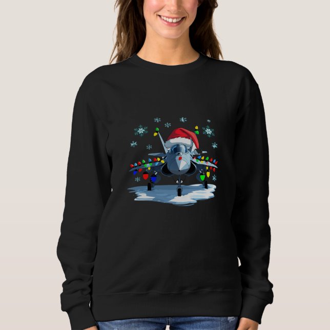 Moletom Festive Fighter Jet Christmas Tee — Santa Hat  (Frente)