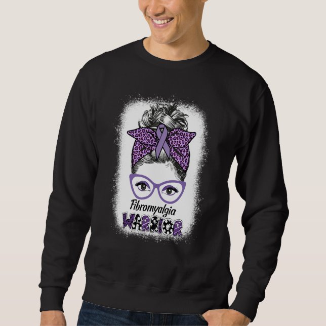 Moletom Fibromyalgia Awareness Warrior Messy Bun women Pur (Frente)