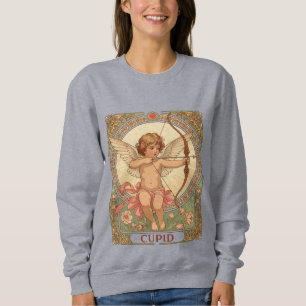 Moletom Figura Quimérica de Cupido Com uma Grinalda e Flor