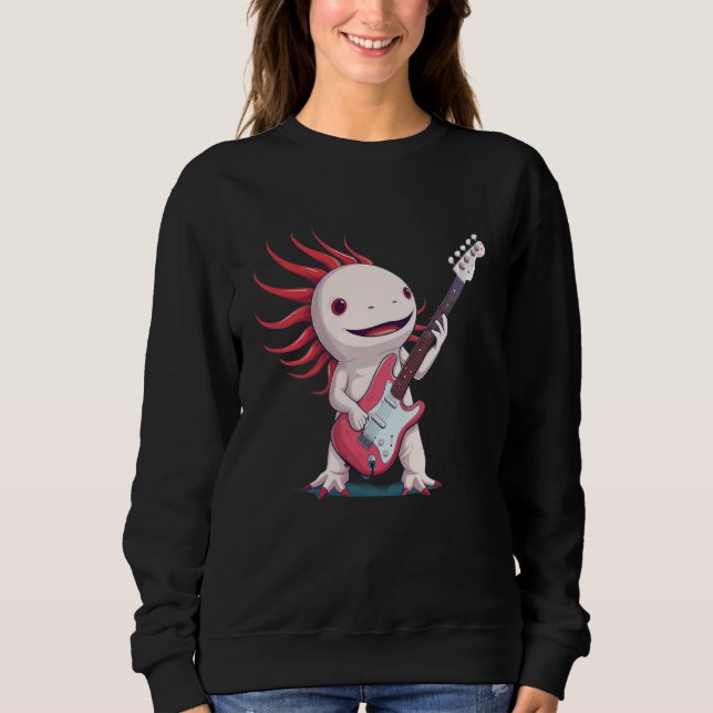 Moletom Figurino Axolotl com guitarra elétrica (Frente)