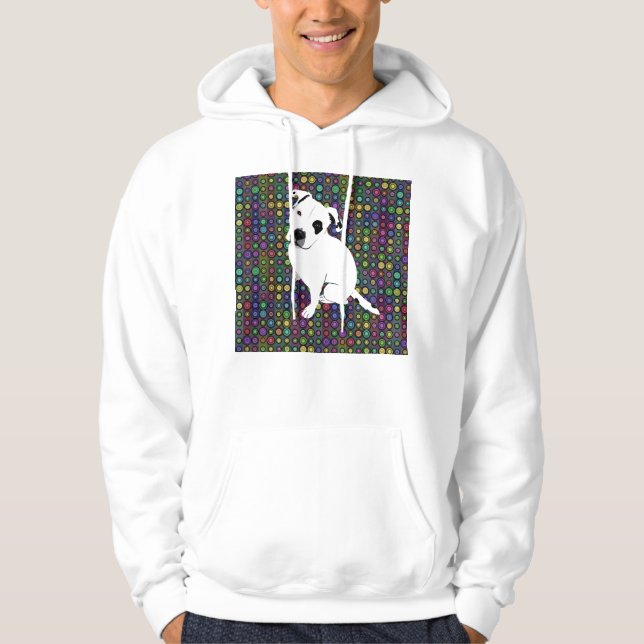 Moletom Filhote de cachorro branco bonito de Pitbull no (Frente)
