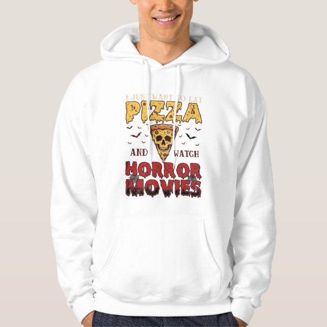 Moletom Filmes de Terror de Pizza Halloween Caveira Morceg (Frente)