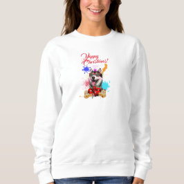 Moletom Fim de Natal Cute Siberian Husky Iappel