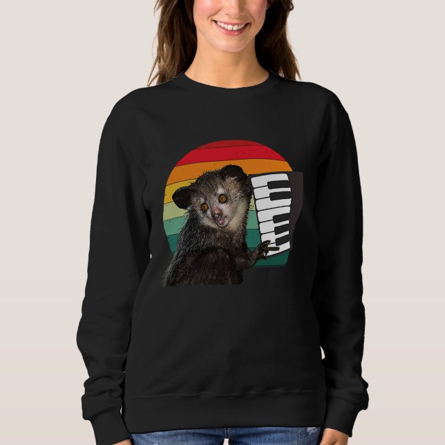Moletom Fingers Animal Aye aye Piano Retro Men Women Kids (Frente)