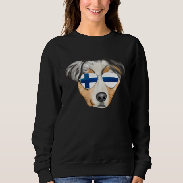Moletom Finnish Flag Australian Shepherd Dog Finland Pocke (Frente)