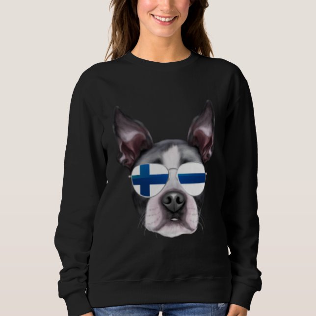 Moletom Finnish Flag Boston Terrier Dog Finland Pocket (Frente)