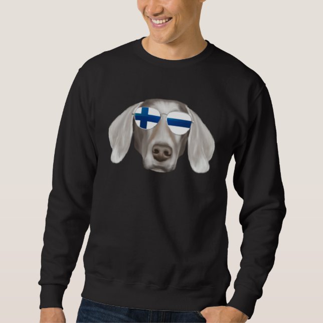 Moletom Finnish Flag Weimaraner Dog Finland Pocket (Frente)
