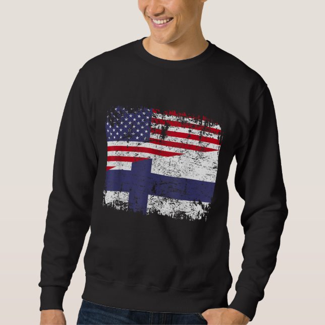 Moletom FINNISS ROOTS Half American Flag USA FINLAND FLAG (Frente)