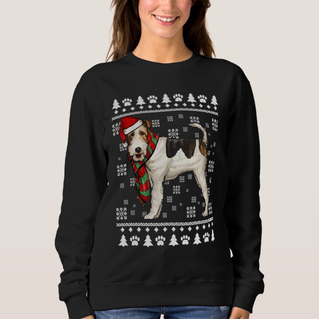 Moletom Fio Fox Terrier Dog Santa Hat Natal Feio Natal (Frente)