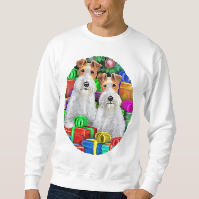 Moletom Fio Fox Terrier Open Gifts Natal (Frente)