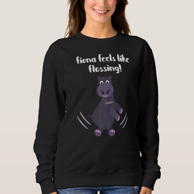 Moletom Fiona O Bebê Hippo De Cincinnati Sente-Se Como Fl (Frente)
