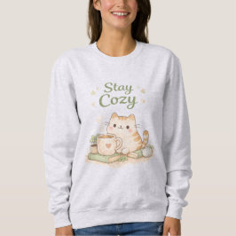 Moletom Fique Aconchegante Kawaii Gatinho Fofo Café Doce