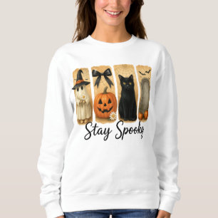 Moletom "Fique assustado" Pincel de Halloween Cava Gato fe