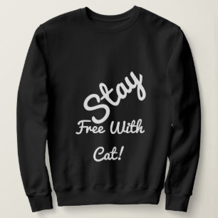 Moletom Fique Livre Com Gato Engraçado Preto Personalizado