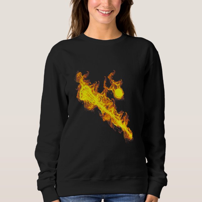 Moletom Fire Lacrosse Stick And Ball Flames Lacrosse Playe (Frente)